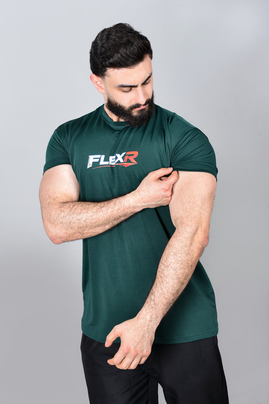 FLEXR Performance Gym T-Shirt – Dark Green Edition